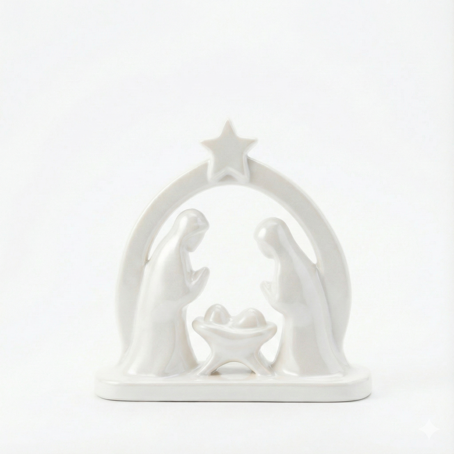 Elegant Minimalist 3D Printed Nativity Scene – Pearlescent White