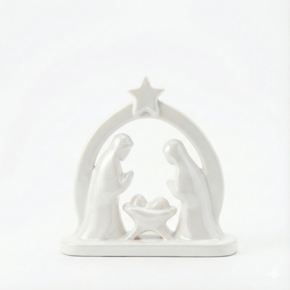 Elegant Minimalist 3D Printed Nativity Scene – Pearlescent White